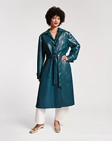 Chelsea Trench Coat Faux Leather Teal