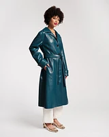 Chelsea Trench Coat Faux Leather Teal