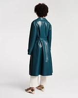 Chelsea Trench Coat Faux Leather Teal