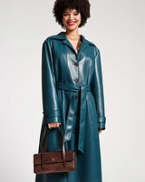 Chelsea Trench Coat Faux Leather Teal