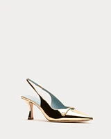 Vivian Pearl Pump Vegan Mirror Leather Gold