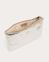 Wristlet Snake Embossed Leather Silver