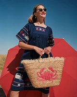 Embroidered Crab Tote