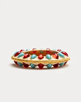 Beaded Bangle Bracelet White Turquoise Ruby