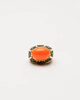 Domed Cabochon Ring Coral Green