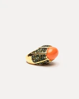 Domed Cabochon Ring Coral Green