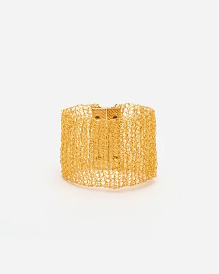 Crochet Mesh Cuff Bracelet Gold