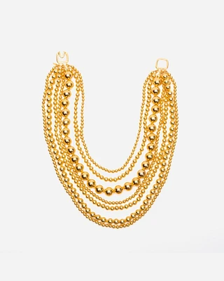 Gold Bead Multi Strand Necklace