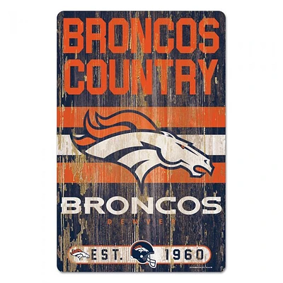 Denver Broncos Slogan Wood Sign 11" x 17" 1/4" Thick