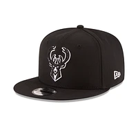 Milwaukee Bucks Basic Black and White 9Fifty