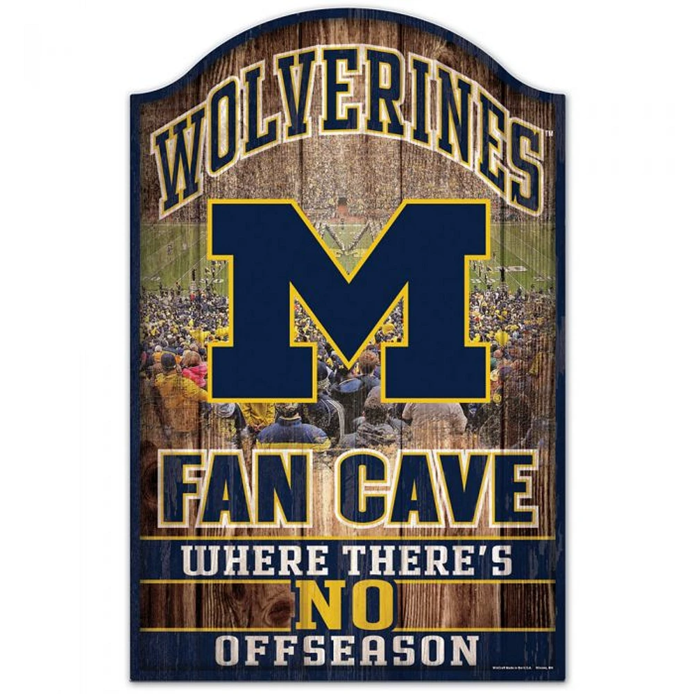 Michigan Wolverines Fan Cave Wood Sign 11" x 17" 1/4" Thick