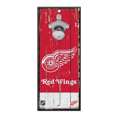 Detroit Red Wings Bottle Opener Sign 5" x 11"