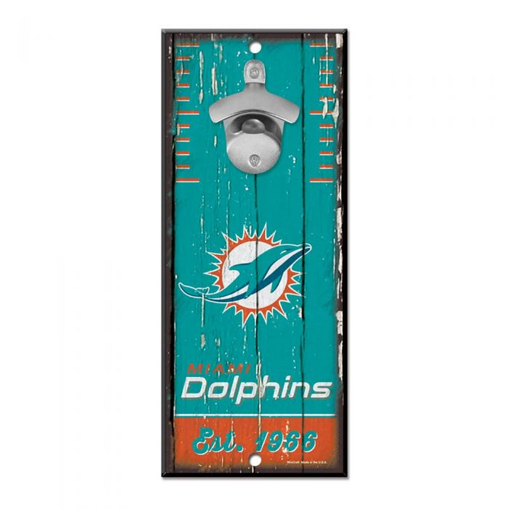 Miami Dolphins Bottle Opener Sign 5" x 11"