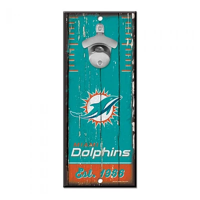 Miami Dolphins Bottle Opener Sign 5" x 11"