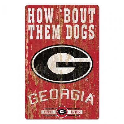 Georgia Bulldogs Slogan Wood Sign 11" x 17" 1/4" Thick
