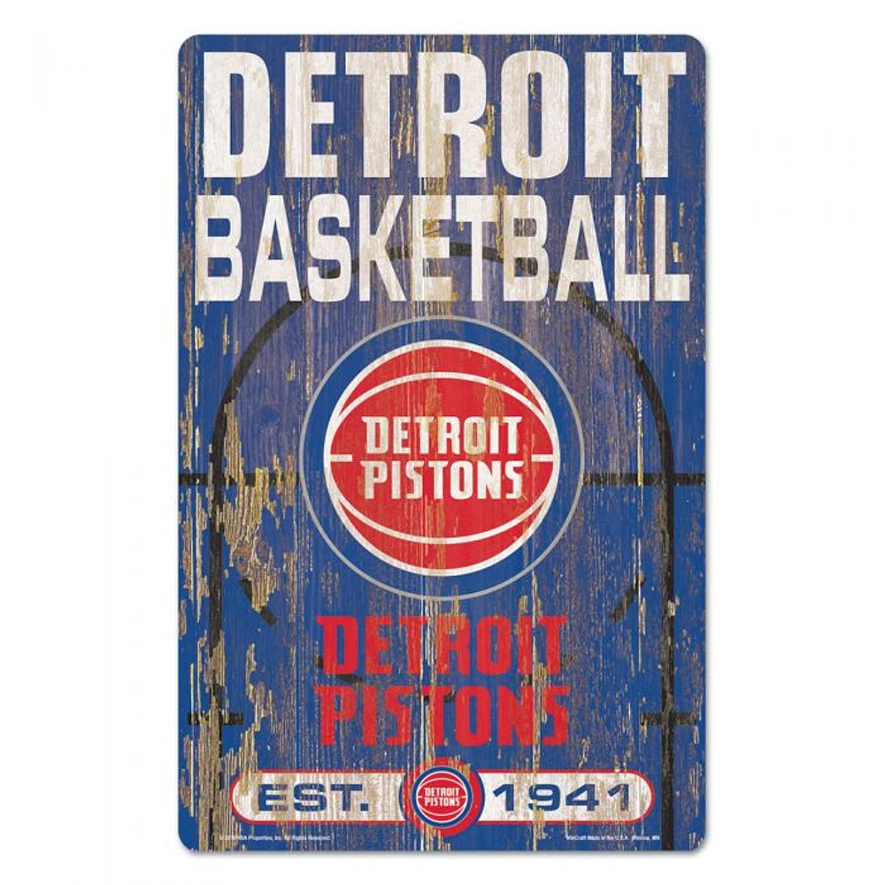 Detroit Pistons Slogan Wood Sign 11" x 17" 1/4" Thick