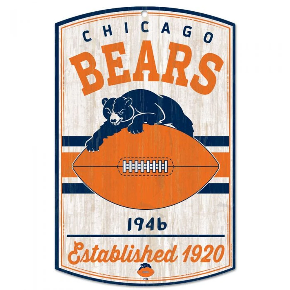 Chicago Bears Classic Logo Retro Wood Sign 11" x 17" 1/4" Thick