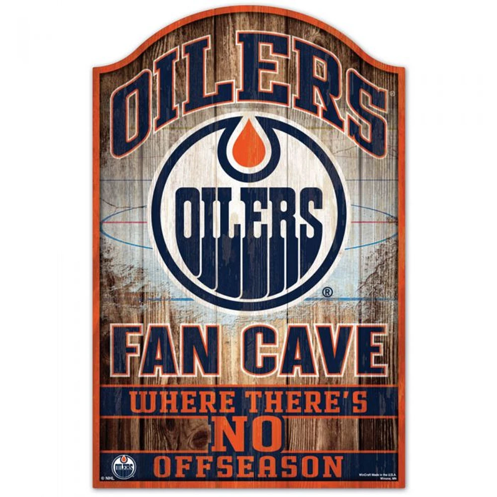 Edmonton Oilers Fan Cave Wood Sign 11" x 17" 1/4" Thick