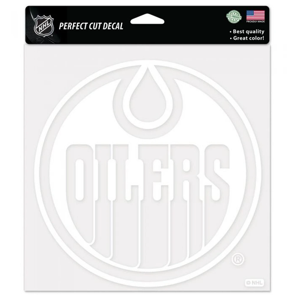 Edmonton Oilers Perfect Cut White Decal 8" x 8"