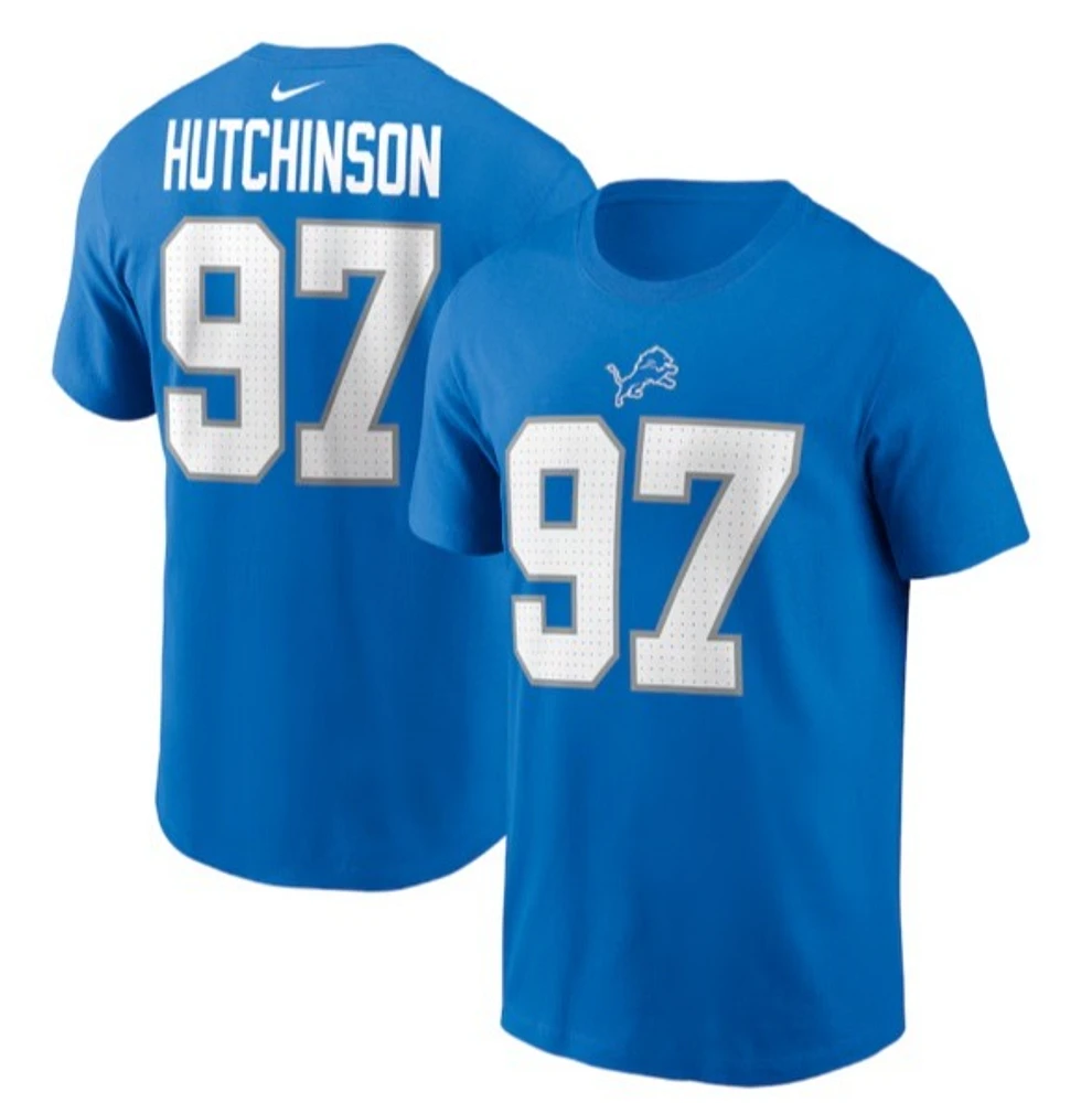 Aidan Hutchinson Detroit Lions Nike Name & Number T-Shirt - Blue