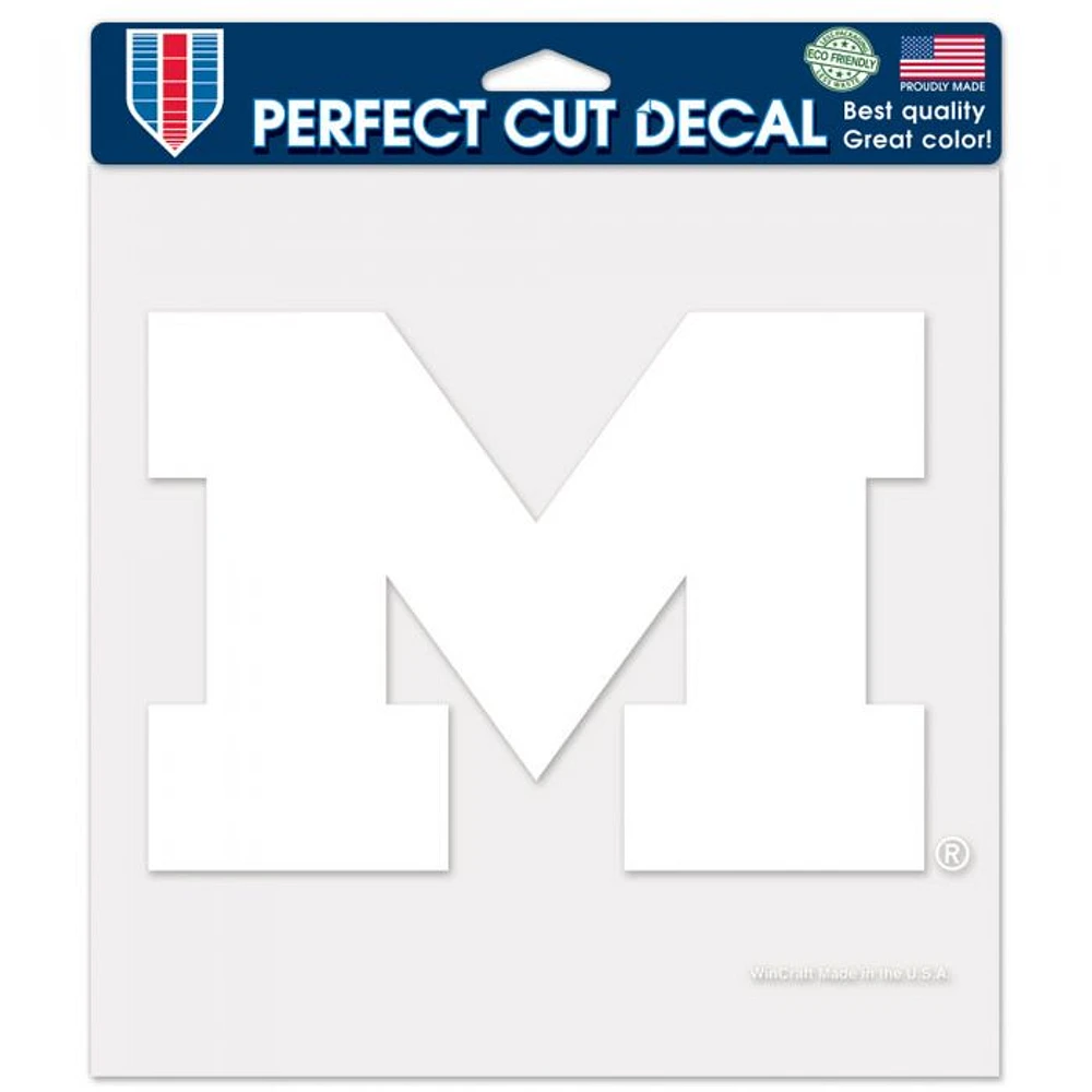 Michigan Wolverines Perfect Cut White Decal 8" x 8"