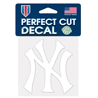 New York Yankees NY Perfect Cut White Decal 4" x 4"