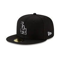 Los Angeles Dodgers Black with White Outline 59Fifty