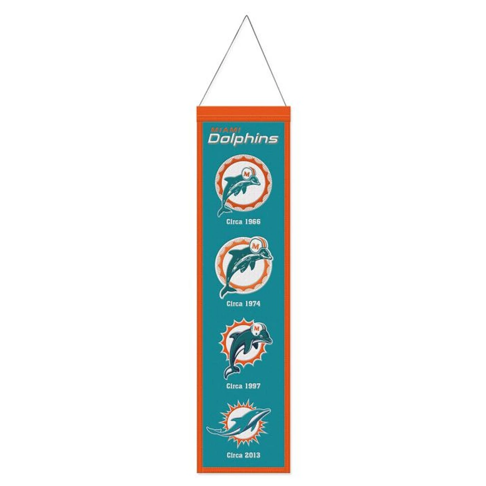 Miami Dolphins Evolution Wool Banner 8" x 32"