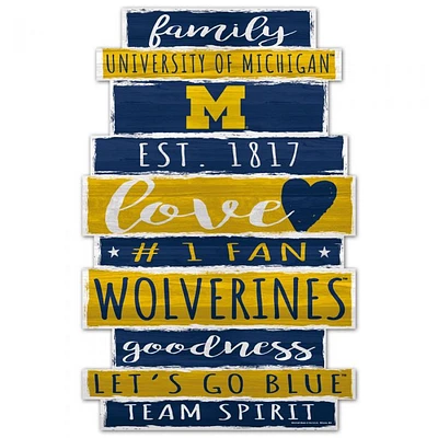 Michigan Wolverines Word Plank Wood Sign 11" x 17" 1/4" Thick