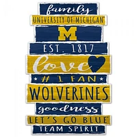 Michigan Wolverines Word Plank Wood Sign 11" x 17" 1/4" Thick