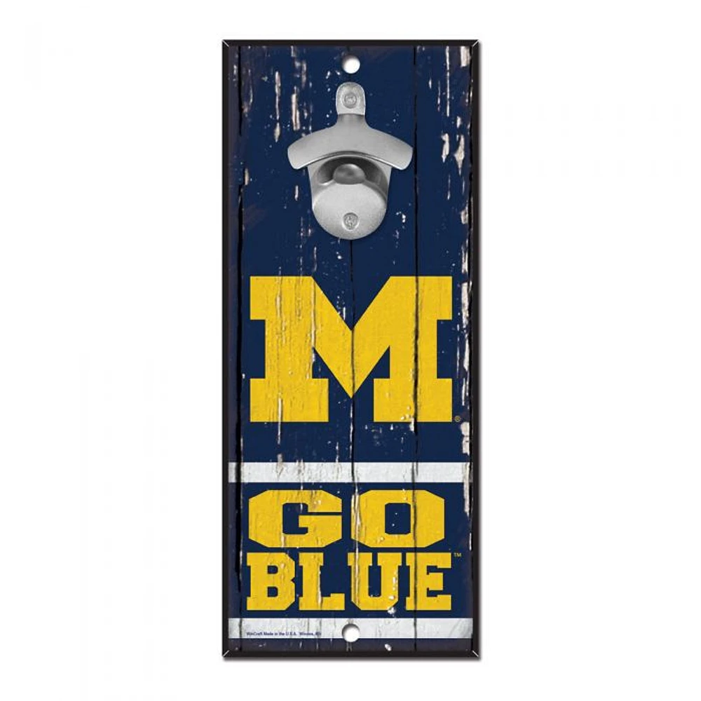 Michigan Wolverines Bottle Opener Sign 5" x 11"