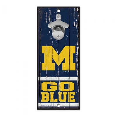 Michigan Wolverines Bottle Opener Sign 5" x 11"