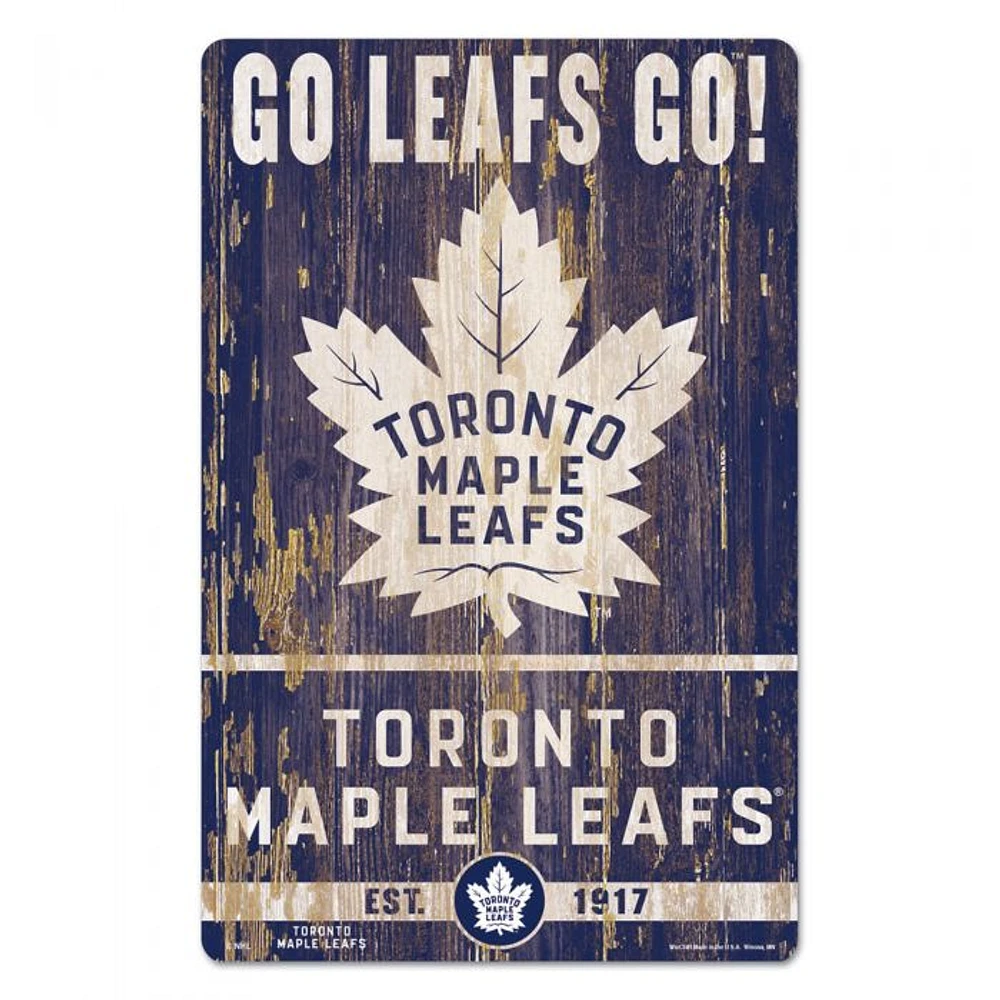 Toronto Maple Leafs Slogan Wood Sign 11" x 17" 1/4" Thick