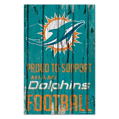 Miami Dolphins Proud Wood Sign 11" x 17" 1/4" Thick