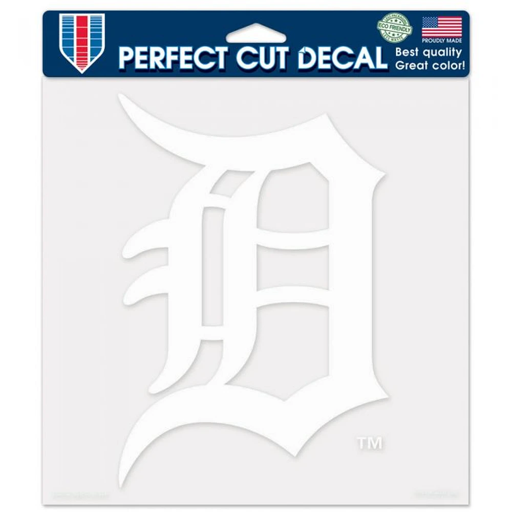 Detroit Tigers Perfect Cut White Decal 8" x 8"
