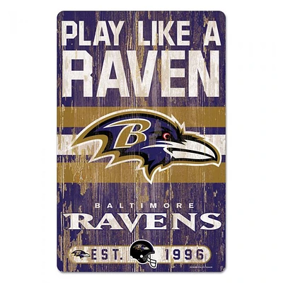 Baltimore Ravens Slogan Wood Sign 11" x 17" 1/4" Thick