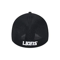 Detroit Lions Black on with White Outline Evergreen Neo 39Thirty