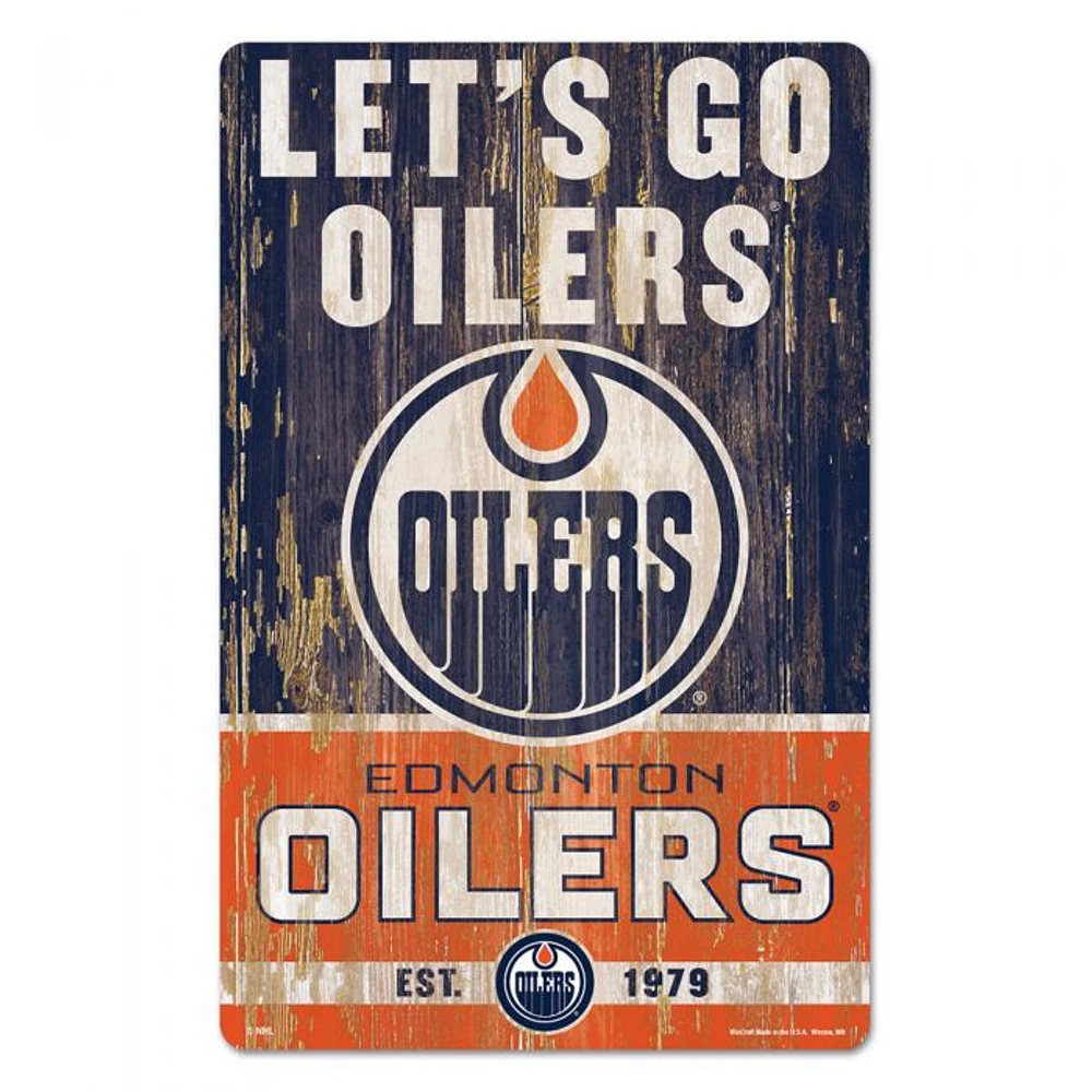 Edmonton Oilers Slogan Wood Sign 11" x 17" 1/4" Thick
