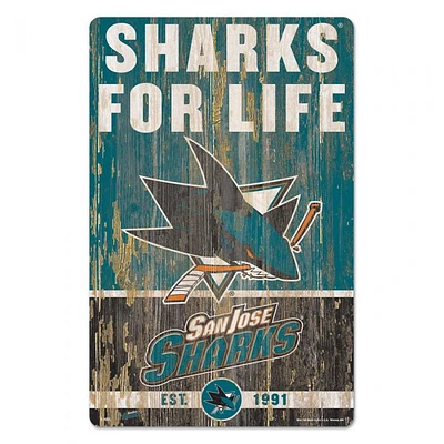 San Jose Sharks Slogan Wood Sign 11" x 17" 1/4" Thick