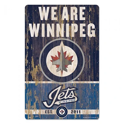 Winnipeg Jets Slogan Wood Sign 11" x 17" 1/4" Thick