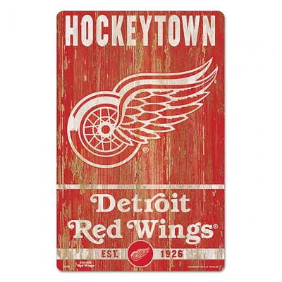 Detroit Red Wings Slogan Wood Sign 11" x 17" 1/4" Thick