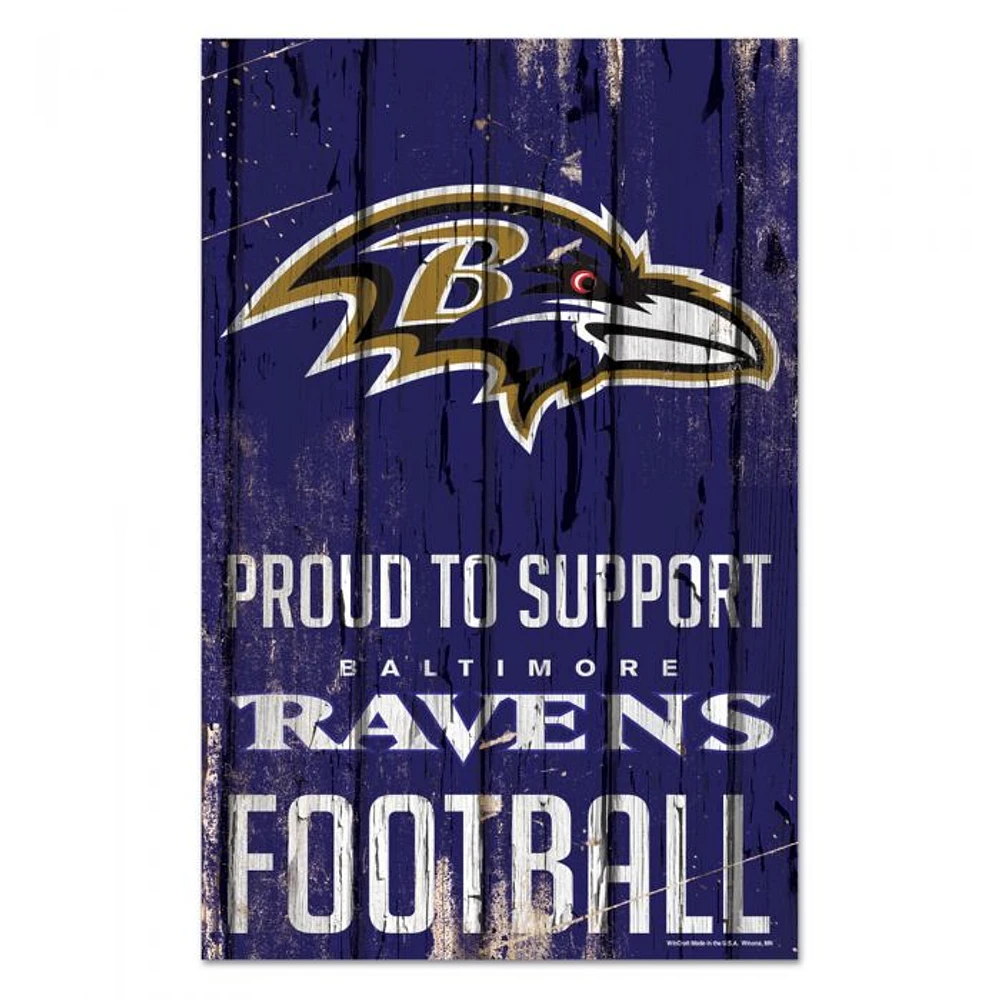 Baltimore Ravens Proud Wood Sign 11" x 17" 1/4" Thick