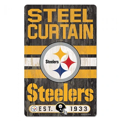 Pittsburgh Steelers Slogan Wood Sign 11" x 17" 1/4" Thick