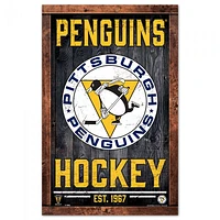 Pittsburgh Penguins Frame Wood Sign 11" x 17" 1/4" Thick