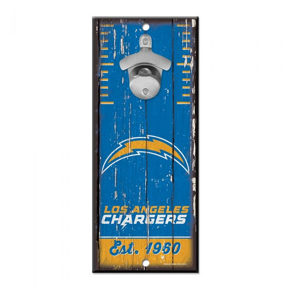 Los Angeles Chargers Bottle Opener Sign 5" x 11"