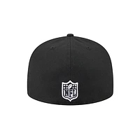 Detroit Lions Black on with White Outline and Patch Evergreen 59Fifty