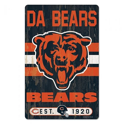 Chicago Bears Slogan Wood Sign 11" x 17" 1/4" Thick
