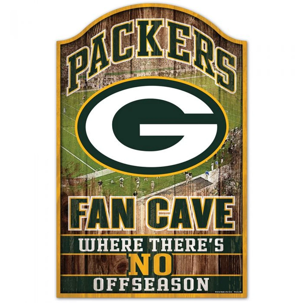 Green Bay Packers Fan Cave Wood Sign 11" x 17" 1/4" Thick