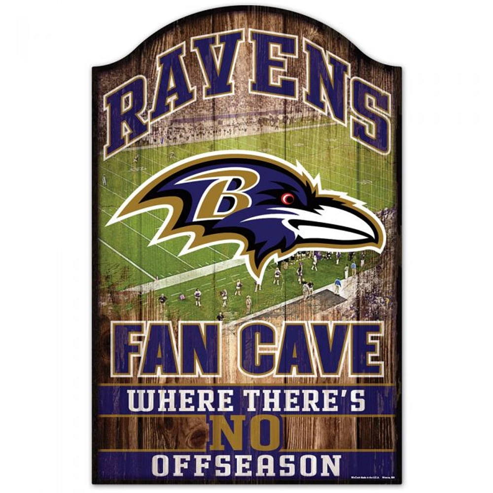 Baltimore Ravens Fan Cave Wood Sign 11" x 17" 1/4" Thick