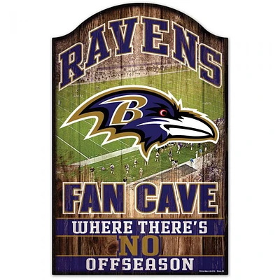 Baltimore Ravens Fan Cave Wood Sign 11" x 17" 1/4" Thick